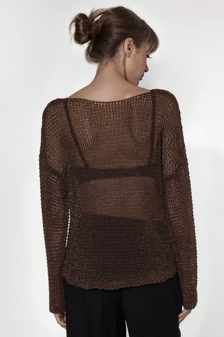 Halbtransparente Bootsausschnitt-Strickpullover - Image 3