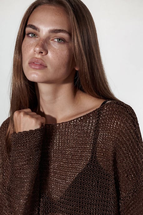Halbtransparente Bootsausschnitt-Strickpullover - Image 5