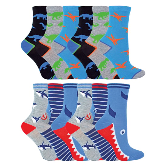 12er Pack Kinder Bambus Neuheiten Knöchelsocken mit lustigen Mustern für den Alltag - Image 1