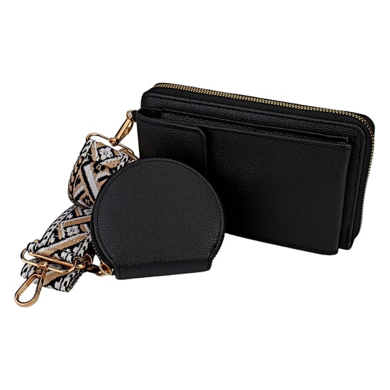 Damen Kunstleder Geldbörse mit Tragegriff und Münzbeutel, Mehrfachfächer-Design - Image 1