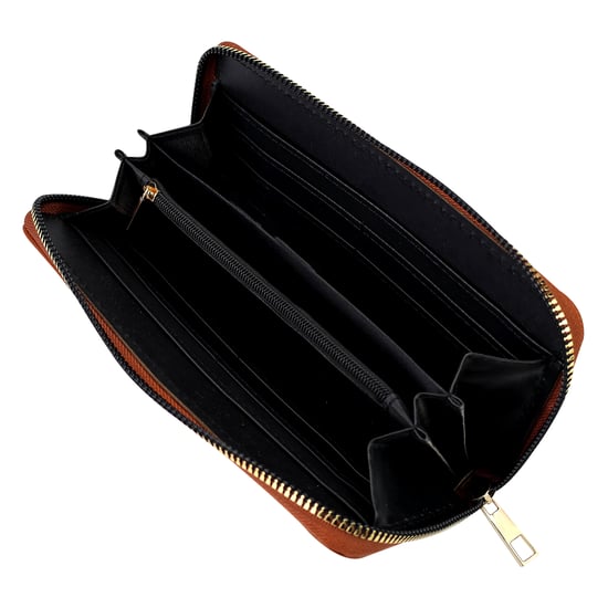 Damen Kunstleder Geldbörse Große Texturierte Tasche mit Metall-Detail Organizer - Image 4