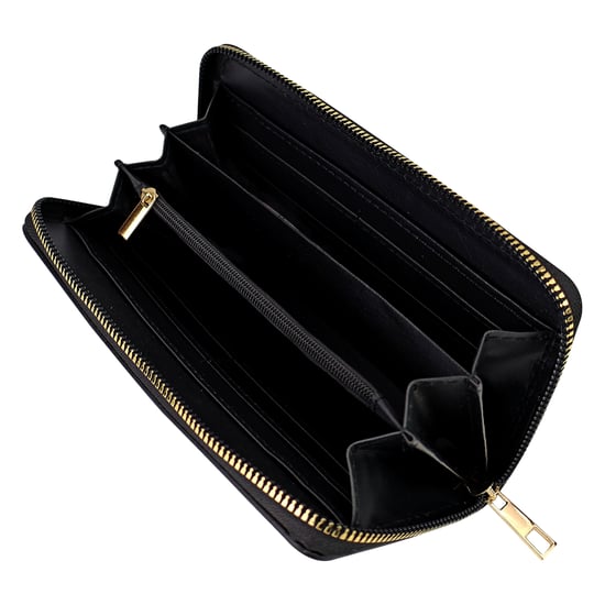 Damen Kunstleder Geldbörse Große Strukturierte Tasche mit Metalldetails Organizer - Image 4