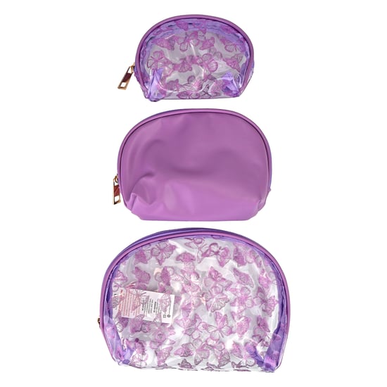 3-teiliges Damen-Kosmetiktaschen-Set mit Schmetterlingsdruck für Make-up und Toilettenartikel - Image 2