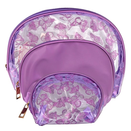 3-teiliges Damen-Kosmetiktaschen-Set mit Schmetterlingsdruck für Make-up und Toilettenartikel - Image 5
