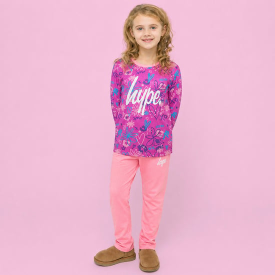 Mädchen 100% Baumwolle Kritzel Pink Pyjama Set Langarm Nachtwäsche - Image 4