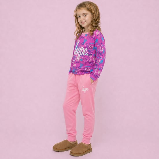 Mädchen 100% Baumwolle Kritzel Pink Pyjama Set Langarm Nachtwäsche - Image 5