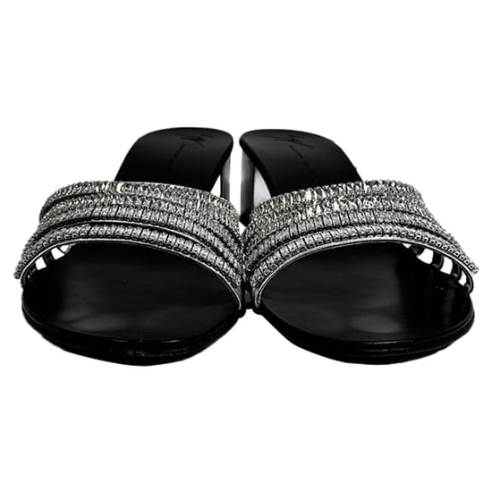 Giuseppe Zanotti Riemchen-Sandalen mit Strassbesatz aus silbernem Leder - Image 2