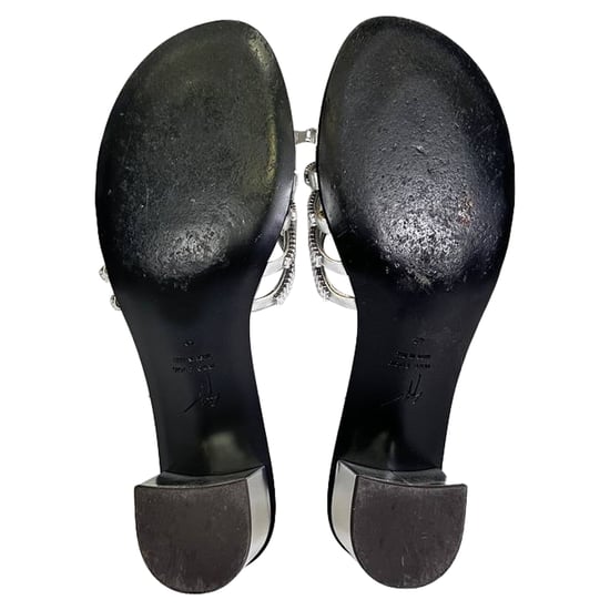 Giuseppe Zanotti Riemchen-Sandalen mit Strassbesatz aus silbernem Leder - Image 6