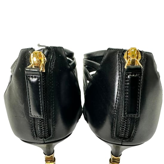 Chanel CC Geflochtene Sandaletten aus schwarzem Leder - Image 6