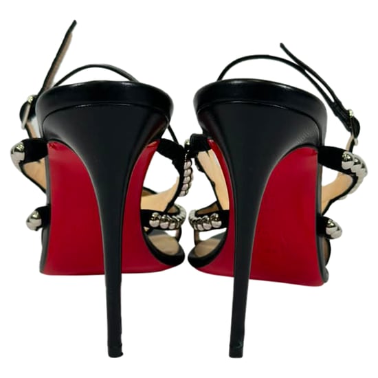 Christian Louboutin Galeria Nieten Sandalen mit Absatz aus schwarzem Leder - Image 3