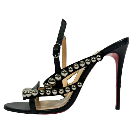 Christian Louboutin Galeria Nieten Sandalen mit Absatz aus schwarzem Leder - Image 5