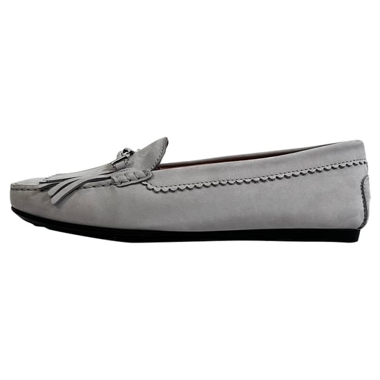 Tod's Fringed Slipper aus grauem Wildleder - Image 4