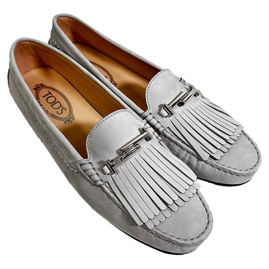Tod's Fringed Slipper aus grauem Wildleder - Image 6