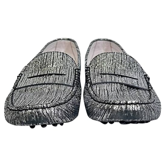 Tod's Mokassins mit Metallic-Details aus silbernem Leder - Image 2