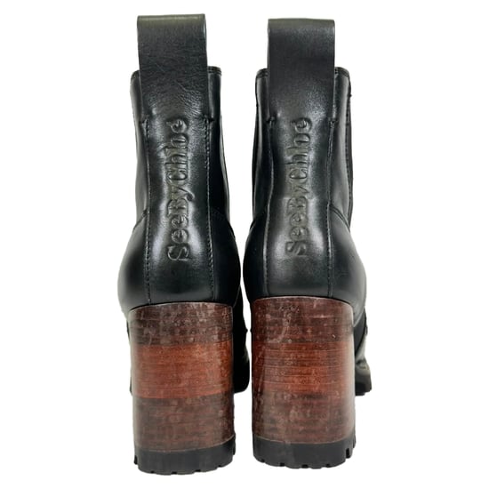 See by Chloé Mallory Lackierte Chelsea Boots aus schwarzem Leder - Image 3
