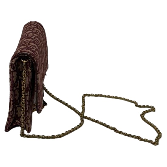 Dior Saddle Oblique Wallet on Chain aus burgunderrotem Canvas - Image 2