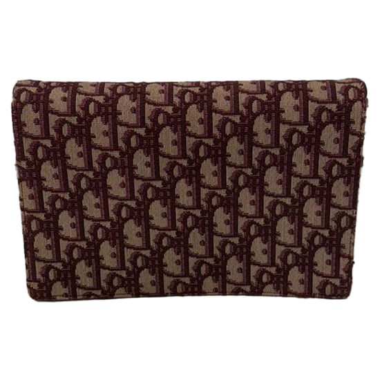 Dior Saddle Oblique Wallet on Chain aus burgunderrotem Canvas - Image 3