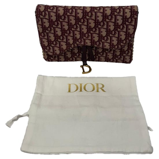 Dior Saddle Oblique Wallet on Chain aus burgunderrotem Canvas - Image 6
