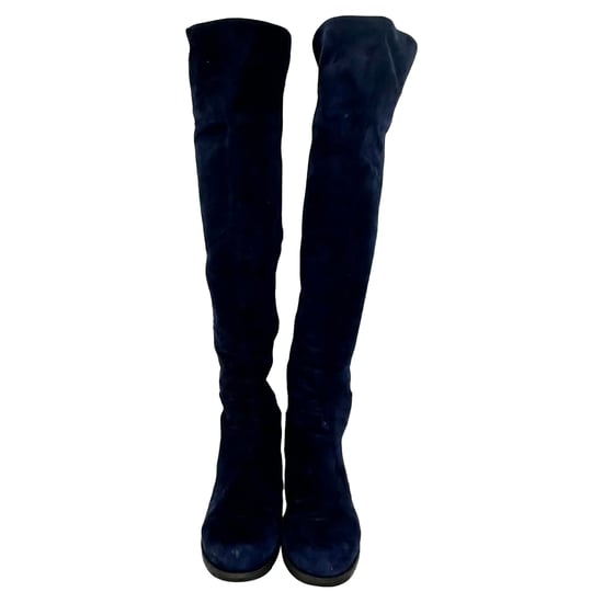 Stuart Weitzman kniehohe Stiefel aus dunkelblauem Wildleder - Image 2