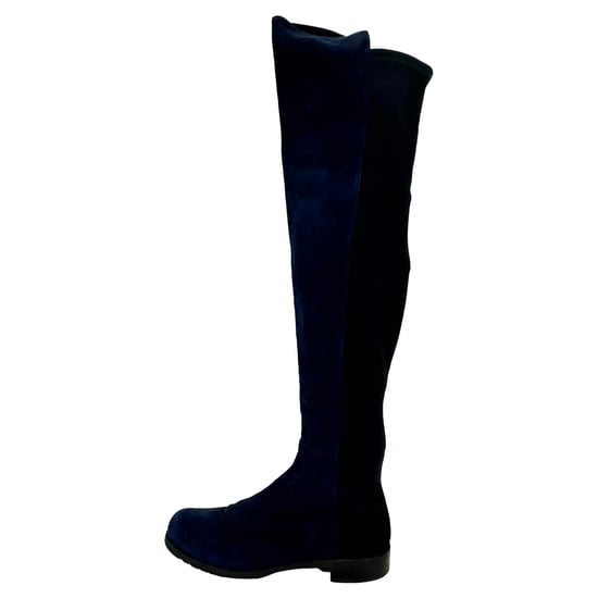 Stuart Weitzman kniehohe Stiefel aus dunkelblauem Wildleder - Image 5