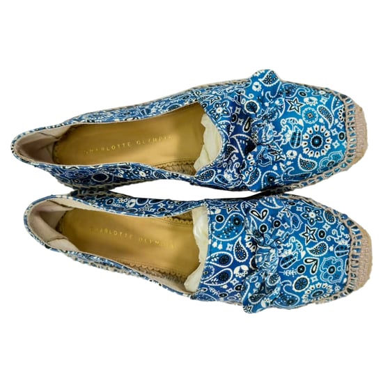 Charlotte Olympia Bandana Espadrilles flache Schuhe aus blauer Leinwand - Image 4