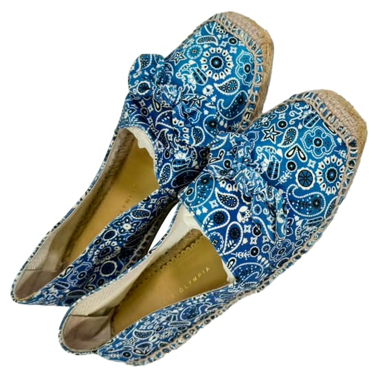 Charlotte Olympia Bandana Espadrilles flache Schuhe aus blauer Leinwand - Image 6