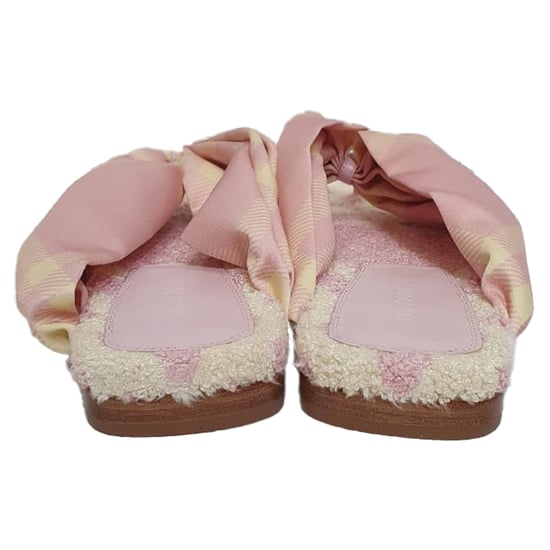 Burberry Check-Muster Druck Offene Zehen Ballerinas aus Pinkem Baumwollstoff - Image 3