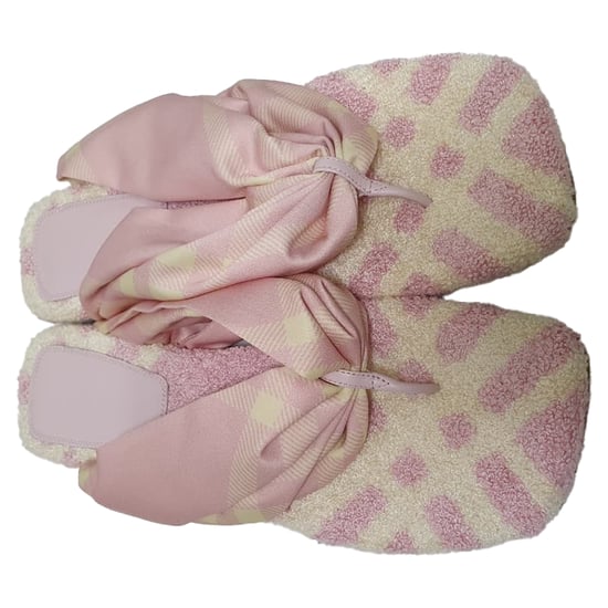 Burberry Check-Muster Druck Offene Zehen Ballerinas aus Pinkem Baumwollstoff - Image 5