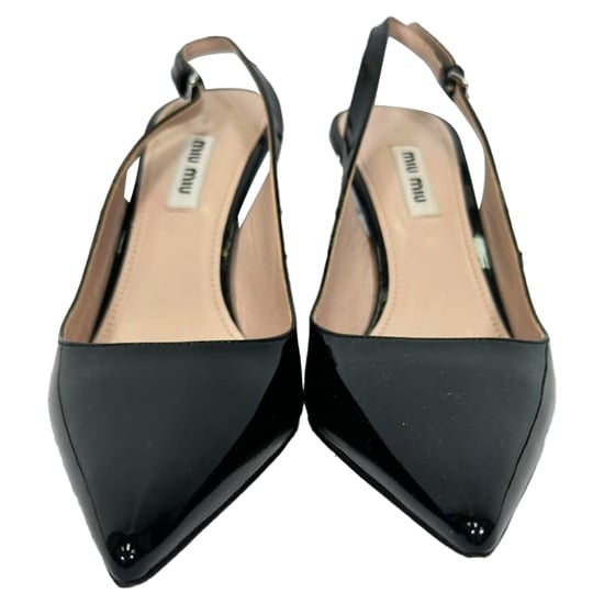 Miu Miu Veredelte Slingback-Pumps aus schwarzem Lackleder - Image 3