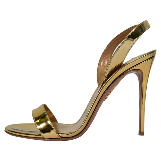 Aquazzura So Nude Sandale 105 aus goldenem Lackleder - Image 4