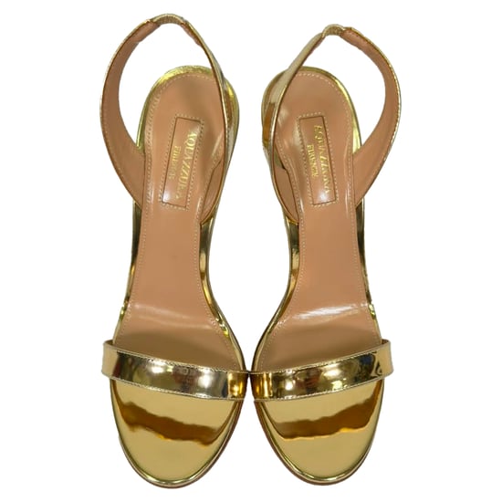 Aquazzura So Nude Sandale 105 aus goldenem Lackleder - Image 5