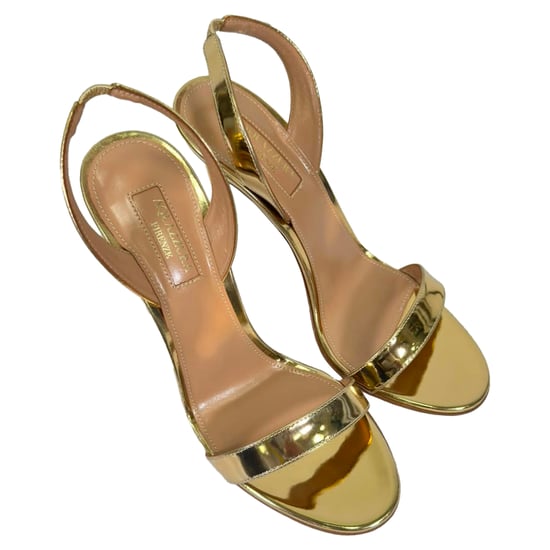 Aquazzura So Nude Sandale 105 aus goldenem Lackleder - Image 6