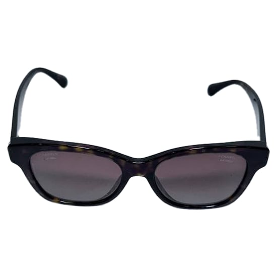 Chanel Schildkrötenschild Rechteckige Sonnenbrille aus braunem Acetat - Image 5