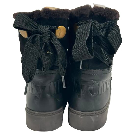 See by Chloé Charlee Schneestiefel mit Schurwoll-Futter aus schwarzem Wildleder - Image 3