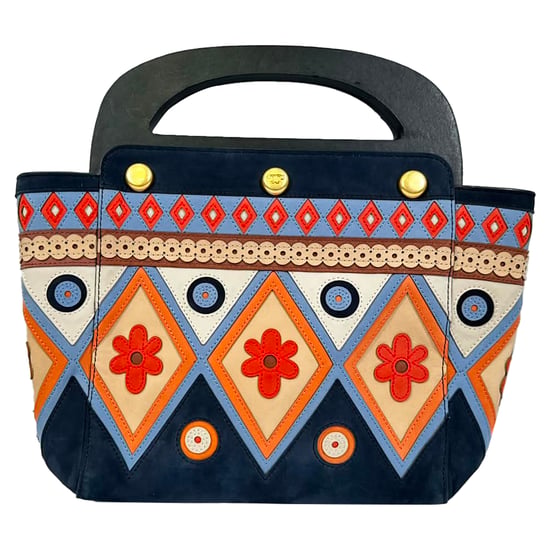 Tory Burch 2017 Appliqué Bermuda Tasche aus navyblauem Wildleder - Image 2