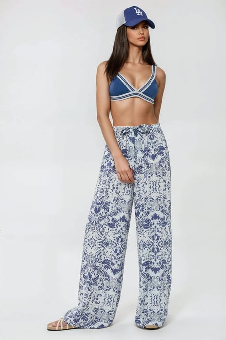 Bedruckte Weite Beinen Hose mit Kordelzug - Image 4