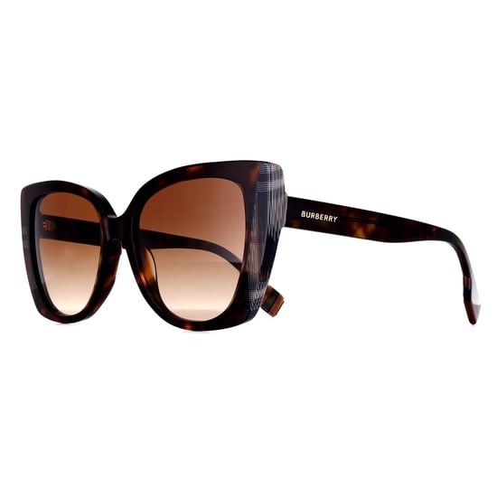 Burberry BE4393 Meryl 405313 Sonnenbrille in Dunkel-Havana mit Karomuster und braunem Farbverlauf - Image 2