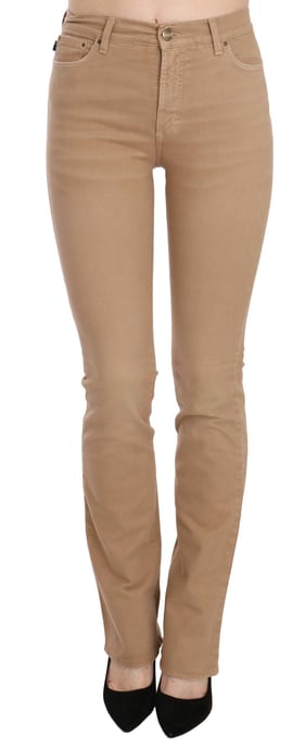 Just Cavalli Braune Baumwoll-Stretch-Hosen mit mittlerer Taille - Image 1