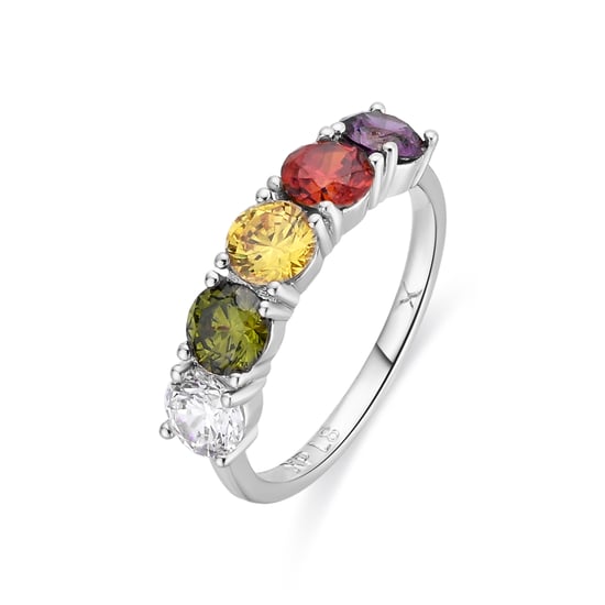 Luxenter-Ring aus Metalllegierung und mehrfarbigem Zirkonia mit Rhodium - Mund - Image 1