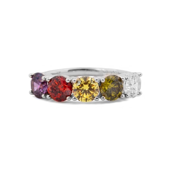 Luxenter-Ring aus Metalllegierung und mehrfarbigem Zirkonia mit Rhodium - Mund - Image 6