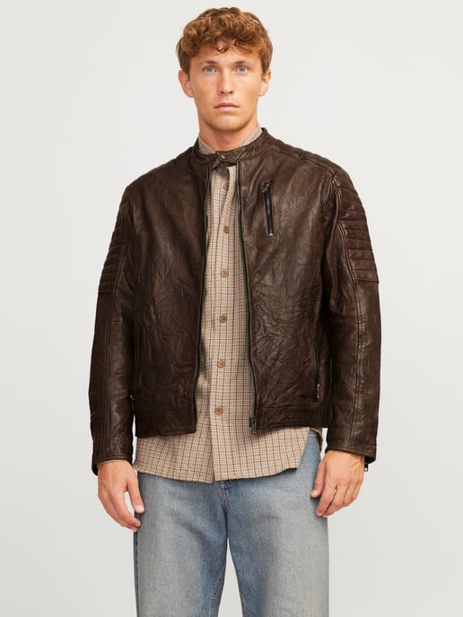 Jack & Jones Richard Leather Jacket Braun - Image 2