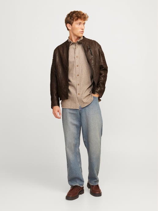 Jack & Jones Richard Leather Jacket Braun - Image 4