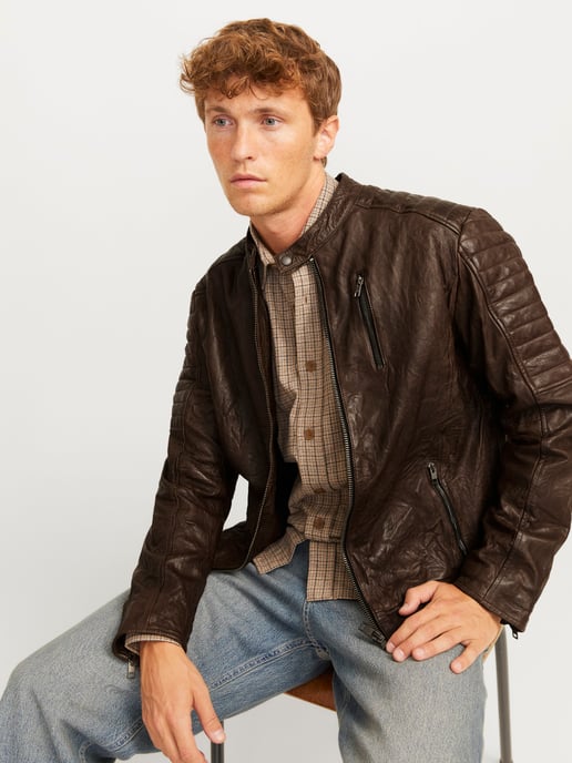 Jack & Jones Richard Leather Jacket Braun - Image 5