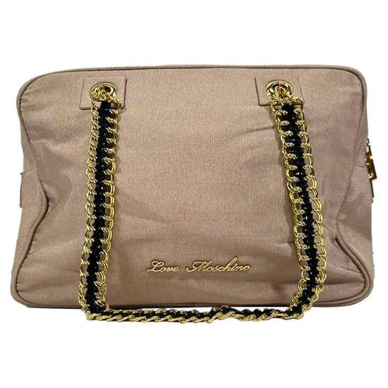 Ich liebe die Moschino Schultertasche mit Kette aus rosa Baumwolle - Image 3