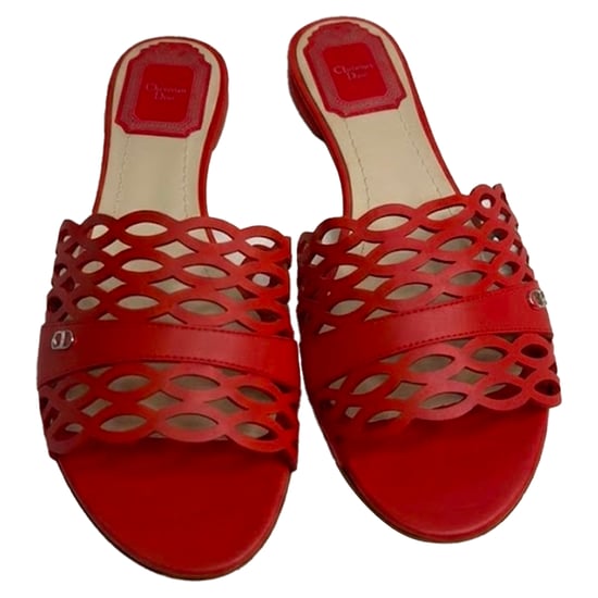 Dior Tattoo Lasercut Slide Sandalen aus rotem Leder - Image 3