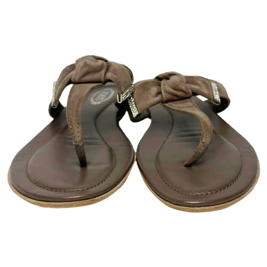 Tod's Zehentrenner-Sandalen mit Schleifenakzent in braunem Wildleder - Image 2