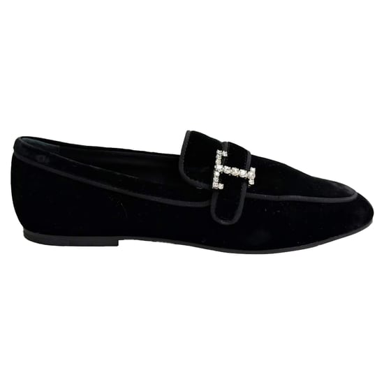 Tod's Loafer mit Kristallverzierungen in schwarzem Samt - Image 1