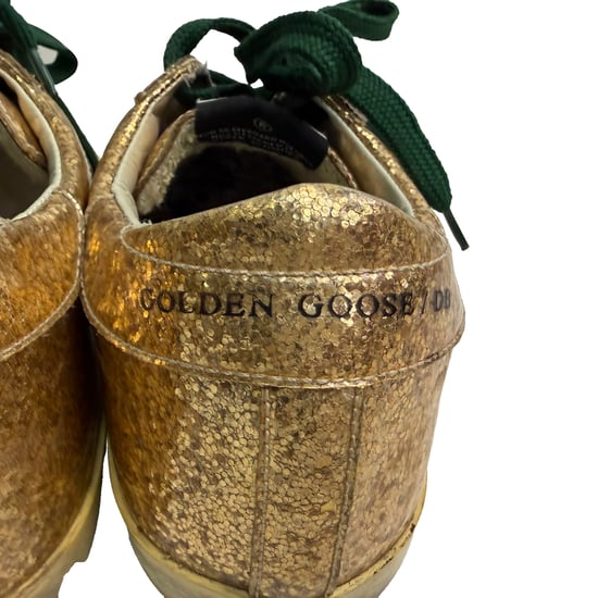Golden Goose Super Star Low-Top Sneakers in Metallic Gold Glitter - Image 4