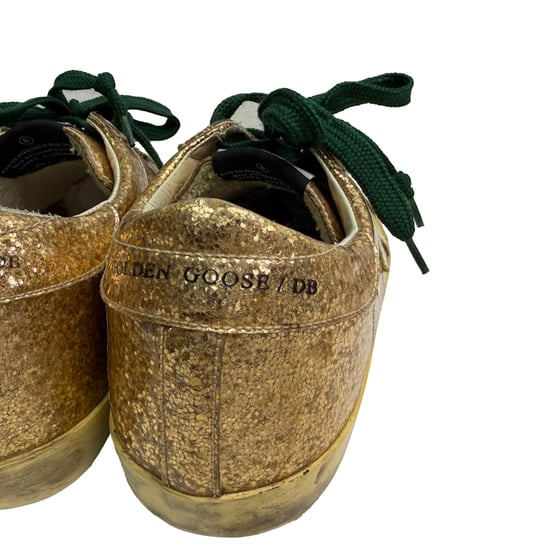 Golden Goose Super Star Low-Top Sneakers in Metallic Gold Glitter - Image 5