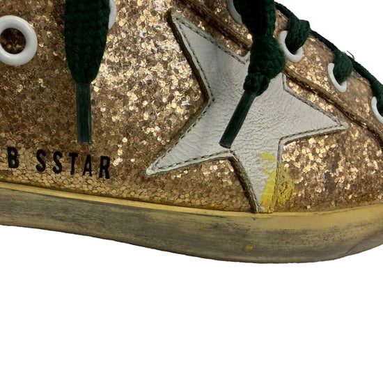 Golden Goose Super Star Low-Top Sneakers in Metallic Gold Glitter - Image 6